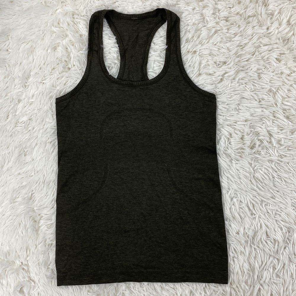 Lululemon Swiftly Tech Racerback Dark Olive / Black